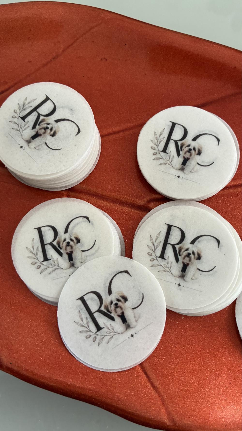 Papel de arroz 5cm para drink personalizado casamento festas