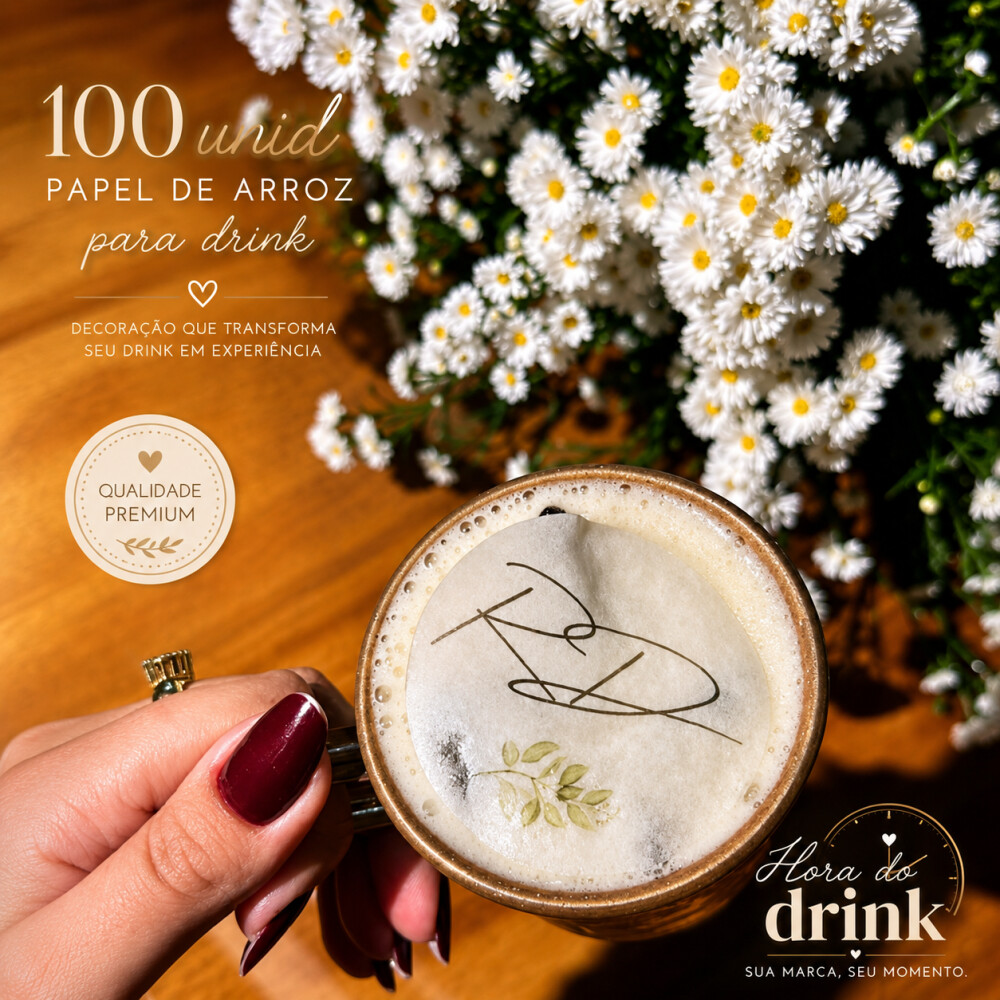 Papel de arroz 5cm para drink personalizado casamento festas