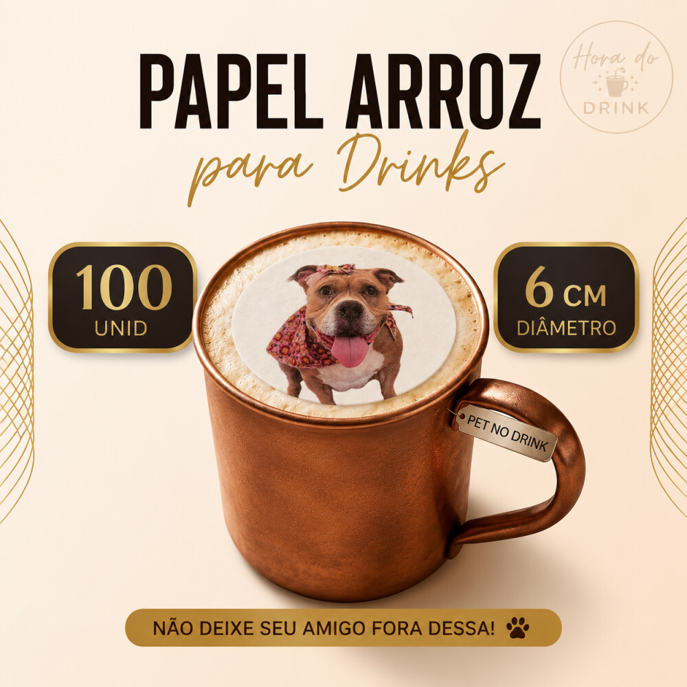 Papel de arroz  pet 6cm para drink personalizado casamento festas