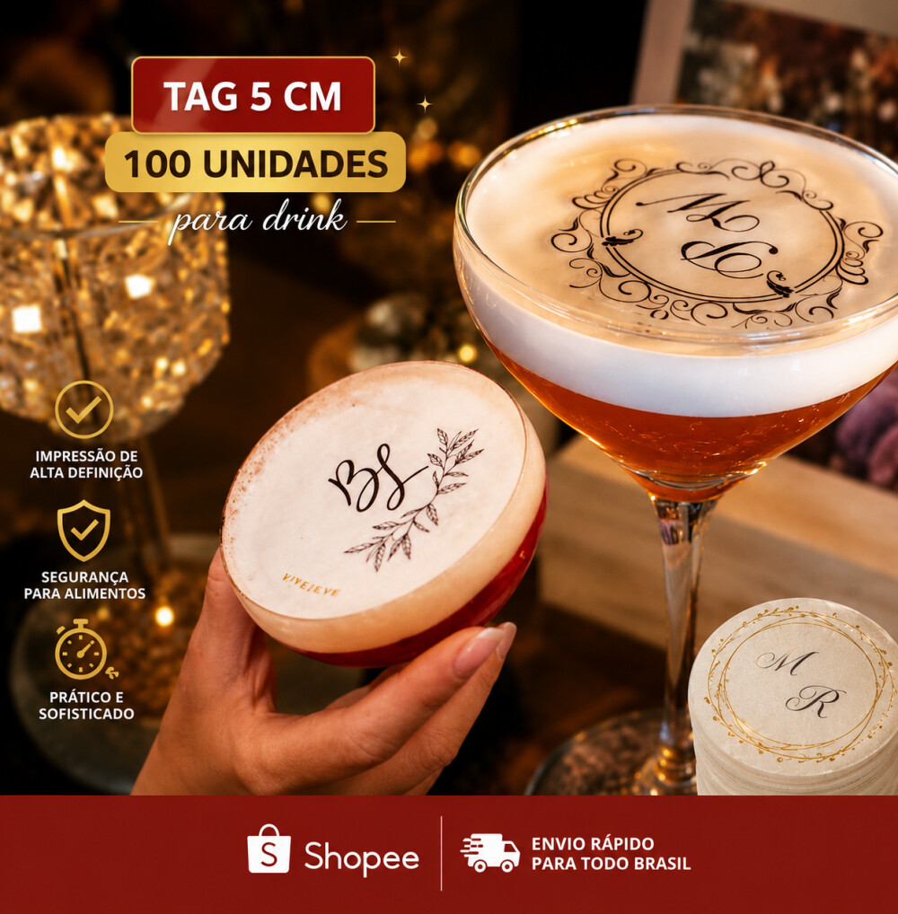 Papel de Arroz para Drink Personalizado Recortado 5cm