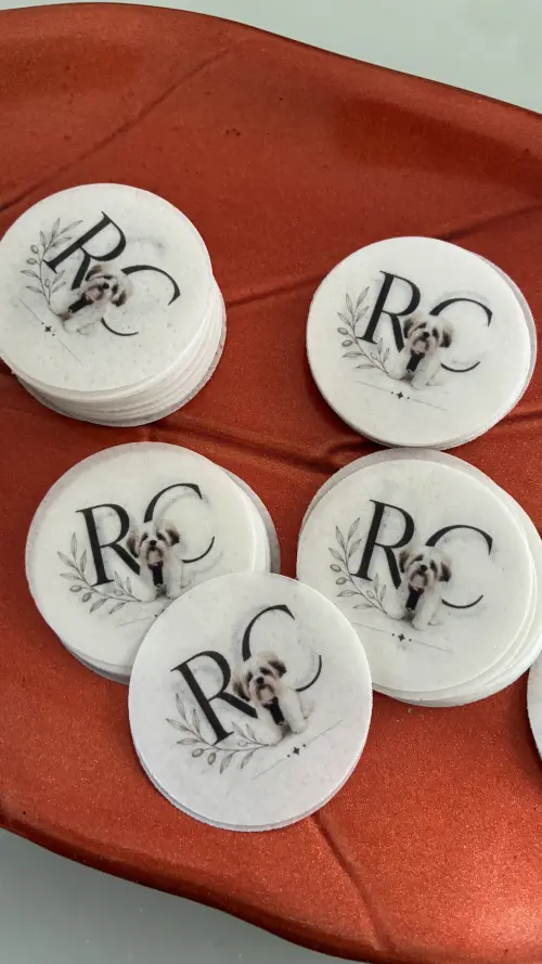 Papel de arroz 5cm para drink personalizado casamento festas