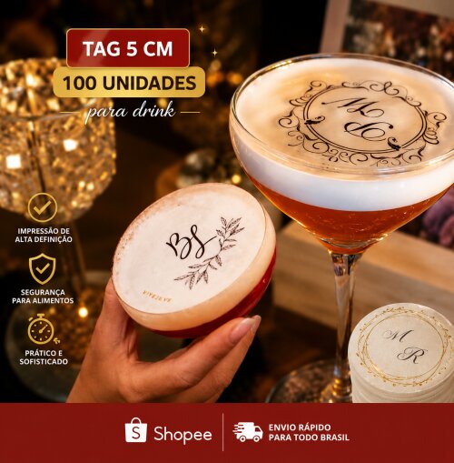 Papel de Arroz para Drink Personalizado Recortado 5cm