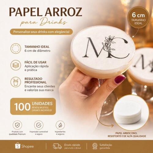 Papel Arroz 6cm para Drinks