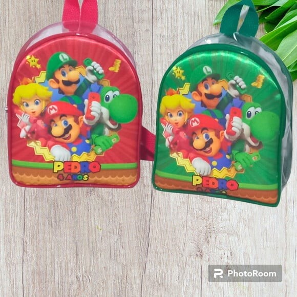 Mochila Mario Bross Personalizada Transparente Lembrancinha