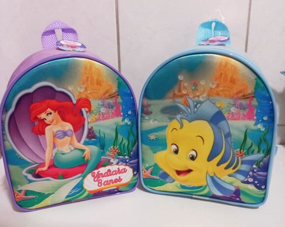 Mochila Personalizada Pequena Sereia e Linguado Princesa Ariel