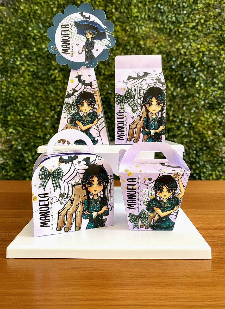 Kit Caixinhas Personalizadas Papelaria Wandinha  Lembrancinha