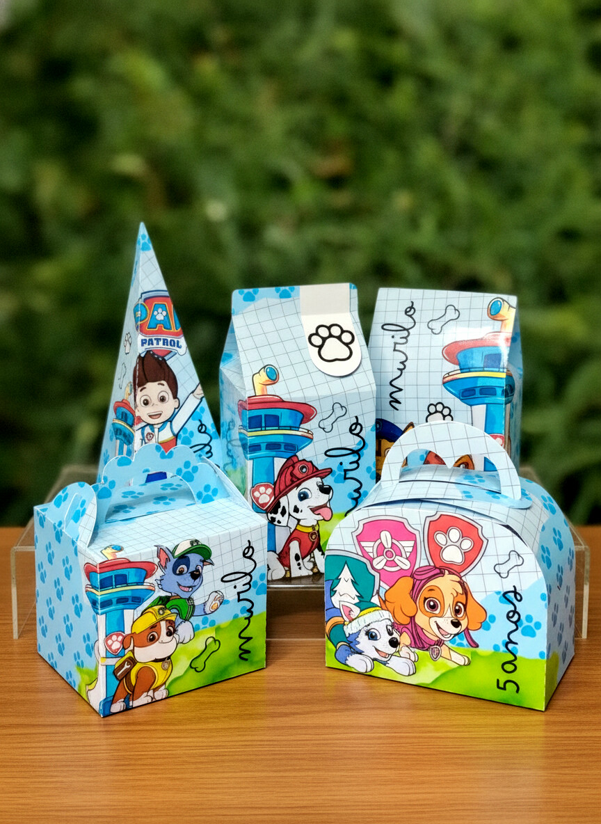 Kit 15  Caixinhas Personalizadas Papelaria Patrulha Canina lembra