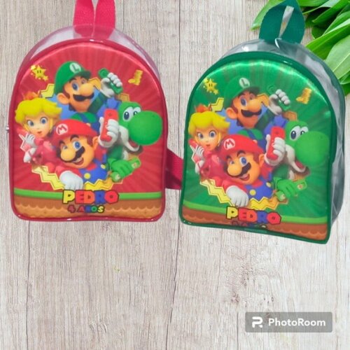 Mochila Mario Bross Personalizada Transparente Lembrancinha