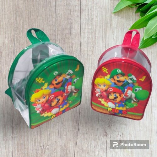 Mochila Mario Bross Personalizada Transparente Lembrancinha