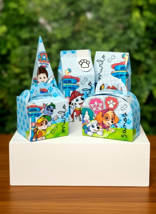 Kit 15  Caixinhas Personalizadas Papelaria Patrulha Canina lembra