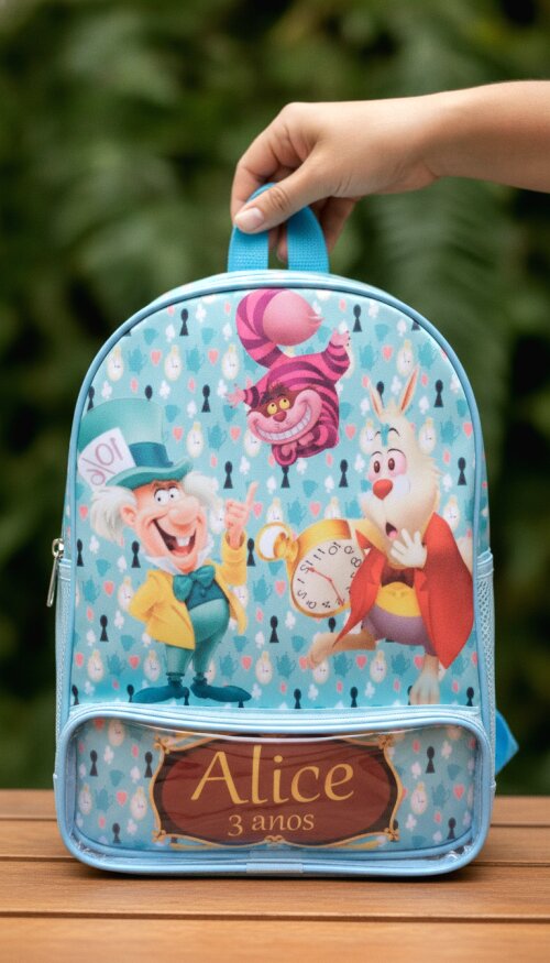 Mochila Alice Do País Das Maravilhas Personalizada Lembrancinhas
