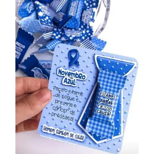 Studio MR Personalizados 50 cartões com bala personalizada Novembro azul