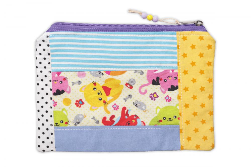 Kit Gatinho Amarelo: Necessaire, porta moedas e chaveiro