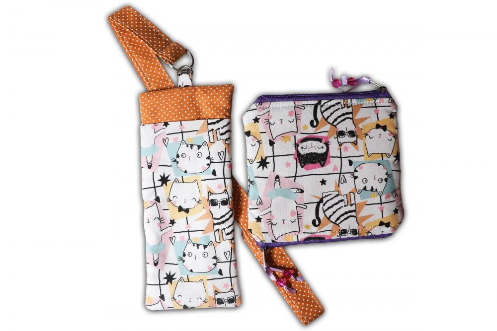 Porta Óculos/caneta para Pescoço e Bolsinha Mágica | Gatinho