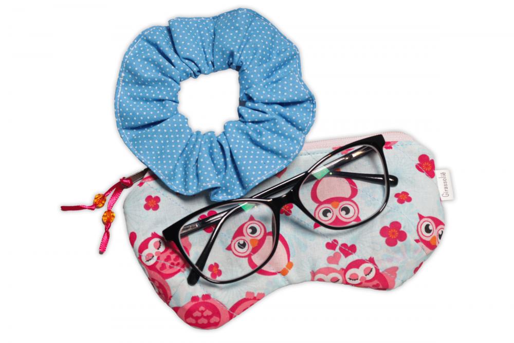 Kit Corujinha: Porta Óculos e Lacinho de Cabelo