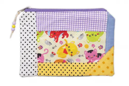 Kit Gatinho Amarelo: Necessaire, porta moedas e chaveiro