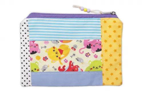 Kit Gatinho Amarelo: Necessaire, porta moedas e chaveiro