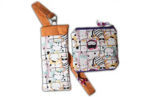 Porta Óculos/caneta para Pescoço e Bolsinha Mágica | Gatinho