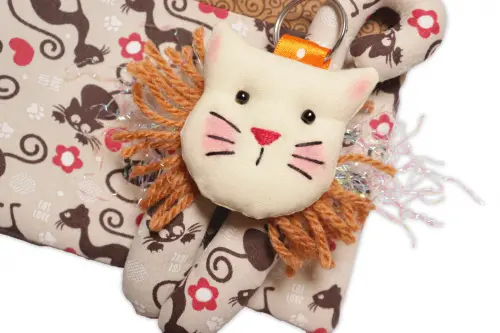 Kit Gatinho Bege: Necessaire e Chaveiro