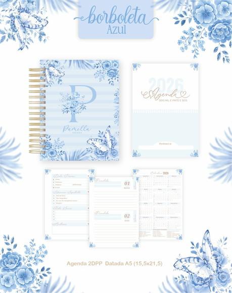Agenda Personalizada 2026 Floral Azul
