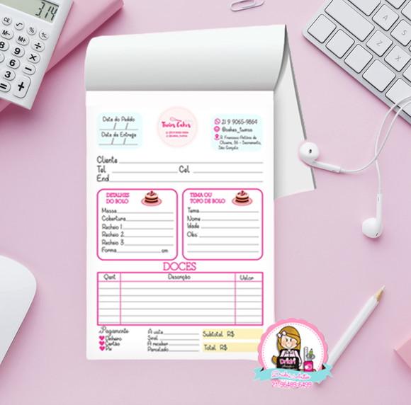 Bloco de Pedidos de Bolo Personalizado