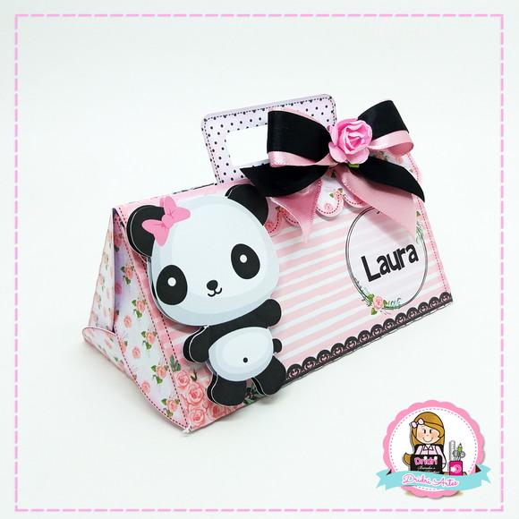 Bolsinha Triangulo Panda Rosa