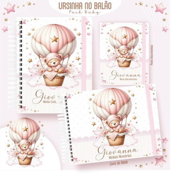 Kit Bebê Ursinha no Balão Rosa
