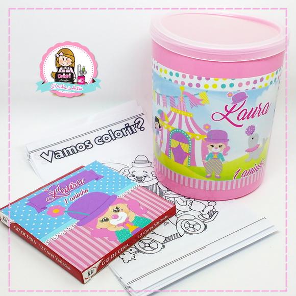 Pote Colorir Circo Rosa