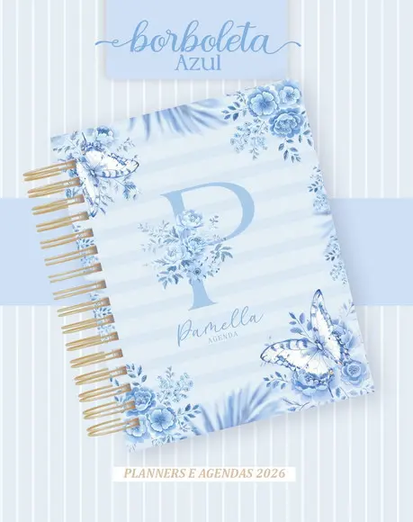 Agenda Personalizada 2026 Floral Azul