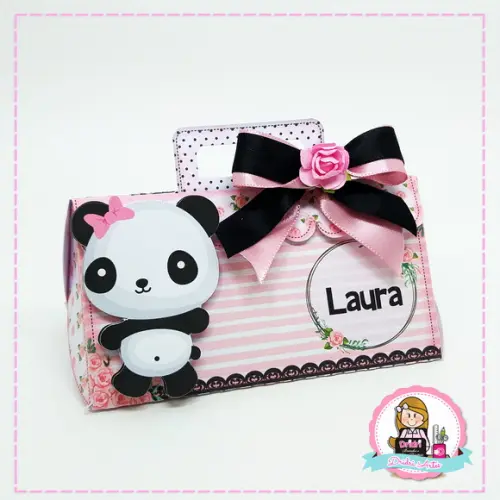 Bolsinha Triangulo Panda Rosa