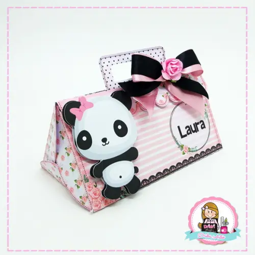 Bolsinha Triangulo Panda Rosa