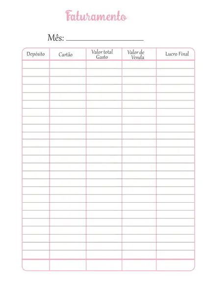 Caderno de Faturamento