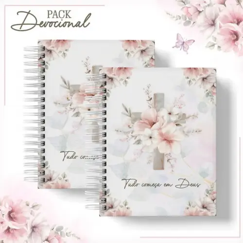 Caderno Devocional Floral