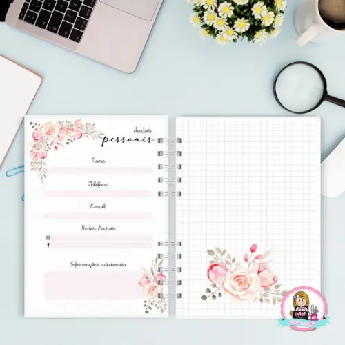 Caderno Floral Pautado