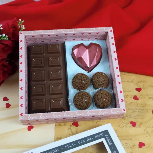 Caixa para Barra de Chocolate Artesanal Dia dos Namorados