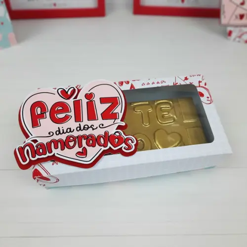 Caixa para Barra de Chocolate Artesanal Namorados