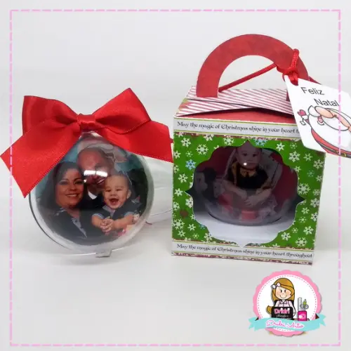 Caixinha com Bola de Natal Personalizada