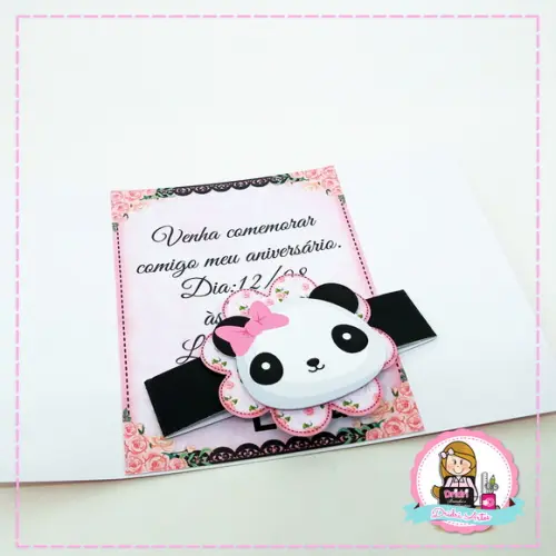 Convite Panda Rosa