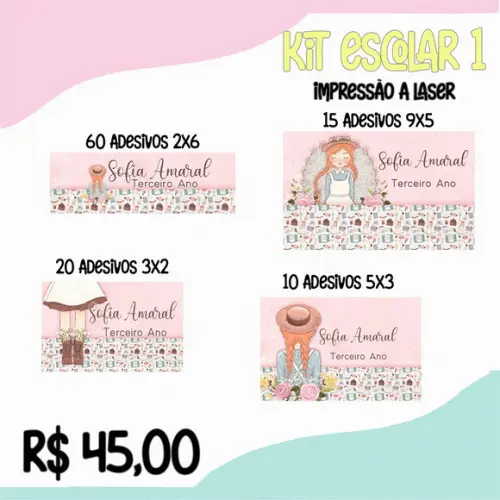 Etiquetas Escolares Unicórnio