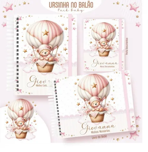Kit Bebê Ursinha no Balão Rosa