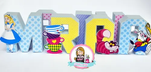 Letras 3D Alice no País das Maravilhas