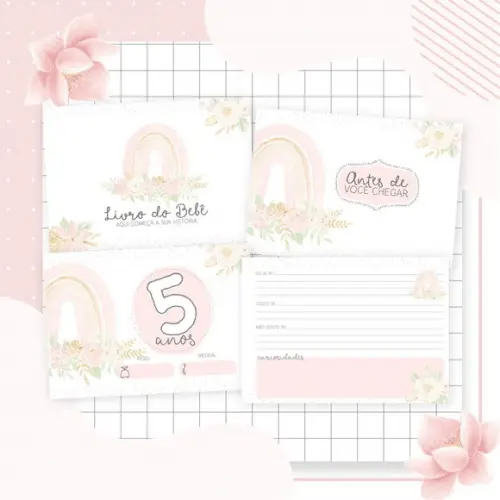 Livro do Bebê e Caixa Personalizada Arco Íris