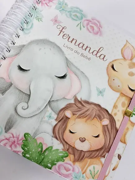 Livro do Bebê e Caixa Personalizada Safari Menina