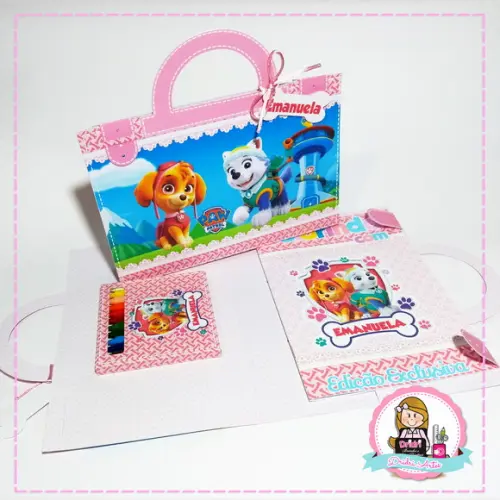 Maletinha Colorir Patrulha Canina Rosa