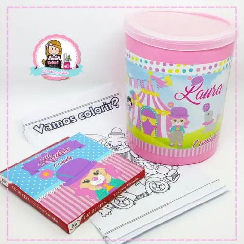 Pote Colorir Circo Rosa