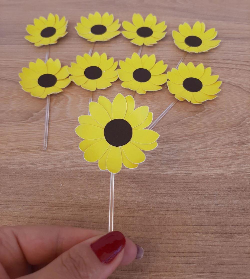Topper de docinhos Girassol flor