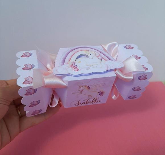 Caixa Bala Unicórnio Aquarelado