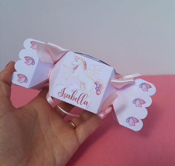 Caixa Bala Unicórnio Aquarelado