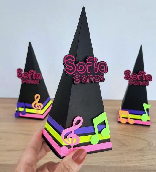 Caixa Pirâmide Festa Neon