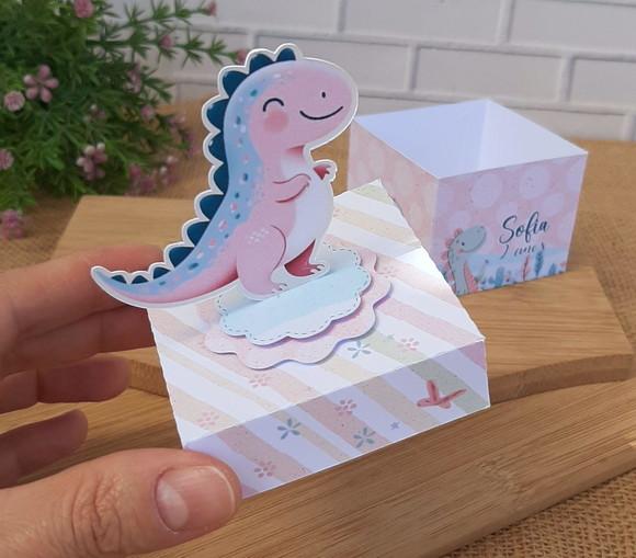 Caixinha Dinossauro Rosa